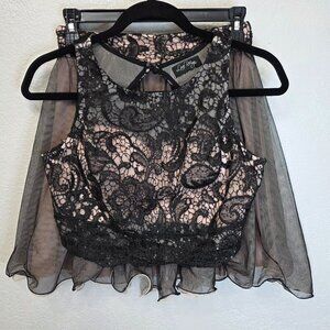 Love Reign Vintage Black & Pink Lace Skirt Set | Size 1 | 2-Piece